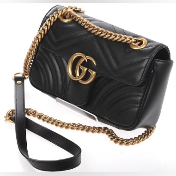 Gucci GG Black Leather Marmont Crossbody Shoulder Bag - Picture 7 of 12